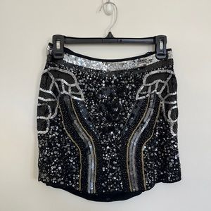 CUSP by Neiman Marcus - Black Beaded and Sequins Skirt